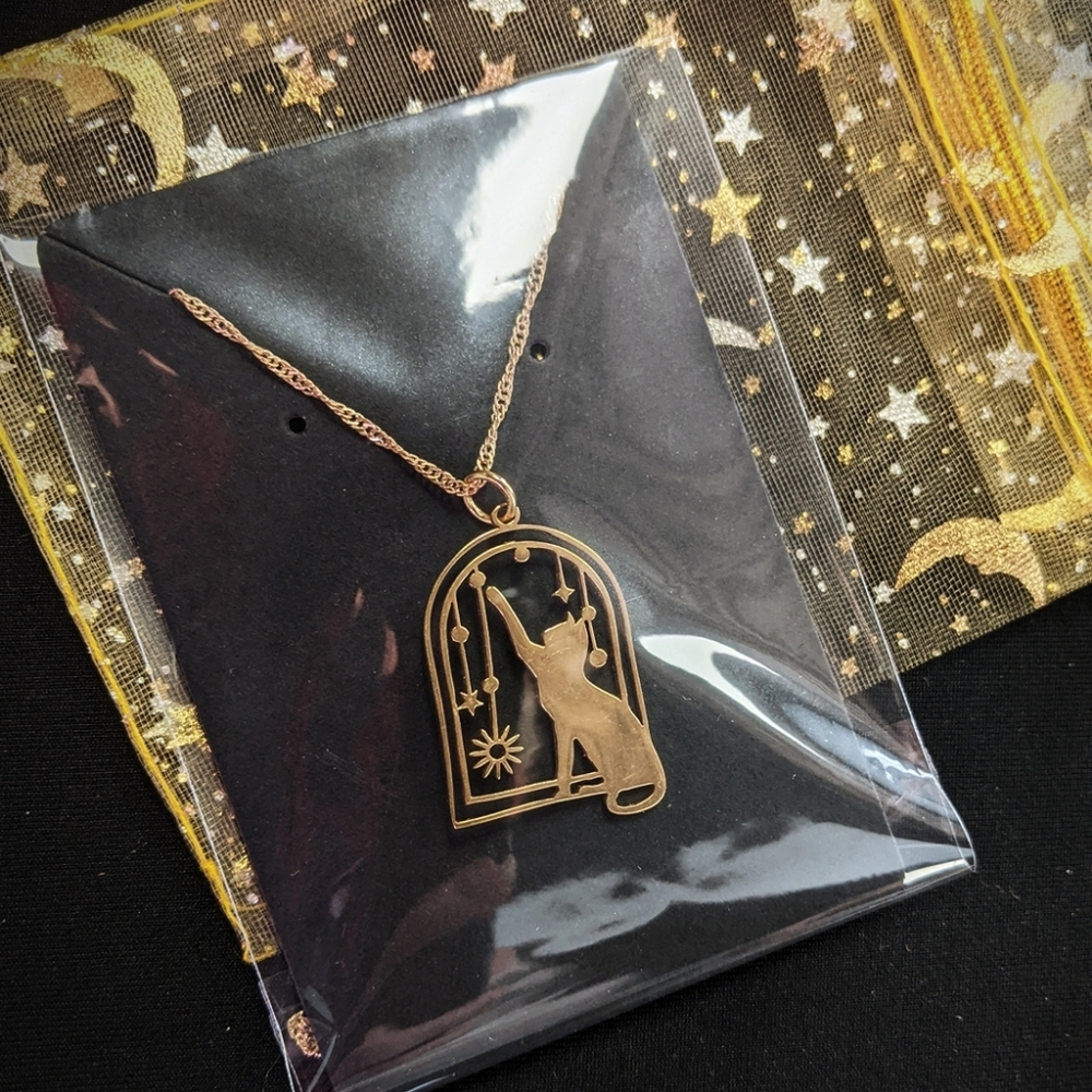 Window Cat Necklace BNIP stainless steel
